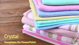  Presentation with kitchen towel - PPT theme having kitchen towels on wooden background background and a tawny brown colored foreground