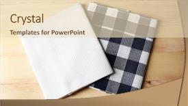  Presentation with kitchen utensils - Slide set featuring kitchen towels on wooden background background and a lemonade colored foreground