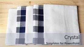  Presentation with kitchen utensils - PPT theme with kitchen towels on wooden background background and a  colored foreground
