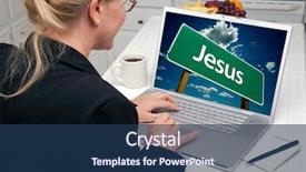  Presentation with jesus - Presentation theme enhanced with kitchen using laptop with jesus background and a ocean colored foreground