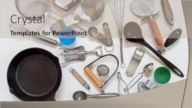  Presentation with puzzle - Cool new PPT layouts with kitchen-utensil-collection-for-puzzle backdrop and a mint green colored foreground