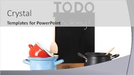  Presentation with cooking utensil - Slides consisting of kitchen-utensil-with-pots background and a light gray colored foreground