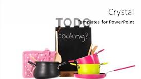  Presentation with cooking utensil - Theme enhanced with kitchen-utensil-with-pots background and a white colored foreground