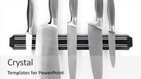  Presentation with knives - Audience pleasing slides consisting of kitchen utensils - set of knives on magnetic backdrop and a light gray colored foreground