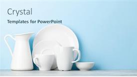  Presentation with kitchen utensils - Amazing slides having kitchen-utensils-and-dishes backdrop and a sky blue colored foreground