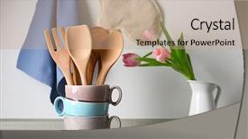  Presentation with kitchen utensils - PPT layouts consisting of kitchen utensils and flowers background and a coral colored foreground