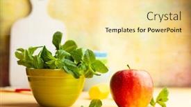  Presentation with food red - PPT theme consisting of kitchen-utensils-and-food-ingredients background and a blonde colored foreground