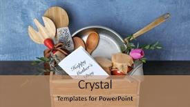  Presentation with happy birthday mama greeting card - Slide deck with kitchen utensils and greeting card background and a coral colored foreground