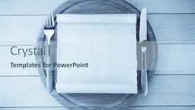  Presentation with kitchen utensils - Slide set consisting of kitchen-utensils-at-cutting-board background and a sky blue colored foreground