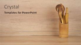  Presentation with kitchen utensils - Colorful slide set enhanced with kitchen-utensils-background backdrop and a coral colored foreground