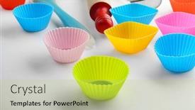  Presentation with pastries - Slide deck consisting of kitchen utensils for pastries on white background background and a yellow colored foreground