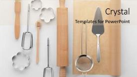  Presentation with kitchen utensils - Beautiful PPT theme featuring kitchen utensils for pastries backdrop and a lemonade colored foreground