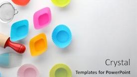  Presentation with pastries - PPT theme having kitchen utensils for pastries on white background background and a light gray colored foreground