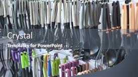  Presentation with kitchen utensils - Presentation design having kitchen-utensils-for-sale background and a gray colored foreground