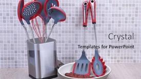  Presentation with kitchen utensils - Presentation design consisting of kitchen-utensils-in-cup background and a lemonade colored foreground