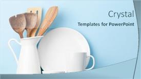  Presentation with kitchen utensils - Slide set consisting of kitchen-utensils-in-front background and a sky blue colored foreground