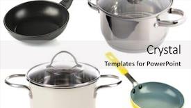  Presentation with kitchen utensils - PPT layouts featuring everyday use - kitchen utensils isolated on white background and a light gray colored foreground