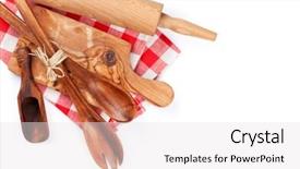  Presentation with kitchen utensils - Amazing PPT theme having kitchen utensils isolated on white background backdrop and a white colored foreground