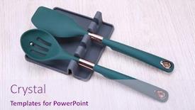  Presentation with kitchen utensils - Slide set consisting of kitchen-utensils-kitchen-tools background and a sky blue colored foreground