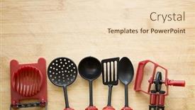  Presentation with kitchen utensils - PPT layouts with kitchen-utensils-on-cutting-board background and a lemonade colored foreground
