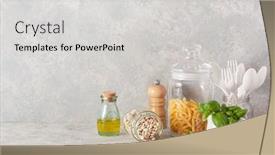  Presentation with utensils - Presentation theme with kitchen-utensils-on-modern-simple background and a light gray colored foreground