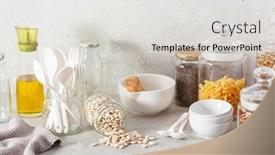  Presentation with utensils - Presentation theme featuring kitchen-utensils-on-modern-simple background and a light gray colored foreground