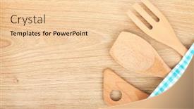 Presentation with utensils - Colorful presentation design enhanced with kitchen utensils on wooden table backdrop and a lemonade colored foreground