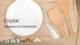  Presentation with kitchen utensils - Colorful slide set enhanced with kitchen utensils on wooden table backdrop and a lemonade colored foreground