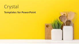  Presentation with utensils - Slides featuring kitchen-utensils-on-wooden-table background and a  colored foreground