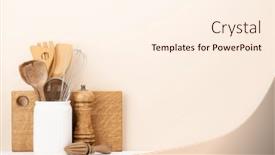  Presentation with utensils - Presentation consisting of kitchen-utensils-on-wooden-table background and a cream colored foreground