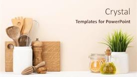  Presentation with kitchen utensils - Presentation enhanced with kitchen-utensils-on-wooden-table background and a cream colored foreground