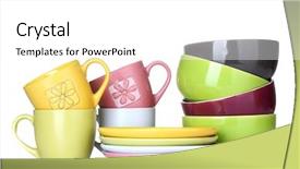  Presentation with bright white - PPT theme enhanced with kitchen ware - bright empty bowls cups background and a white colored foreground