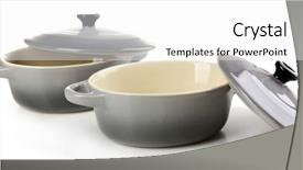  Presentation with soup - Theme with kitchen ware - ceramic pot soup tureen isolated background and a white colored foreground
