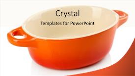  Presentation with biodegradable pot - Colorful PPT theme enhanced with kitchen ware - ceramic pot soup tureen isolated backdrop and a lemonade colored foreground