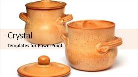  Presentation with china - Slide set consisting of kitchen ware - china dishware isolated on white background and a  colored foreground