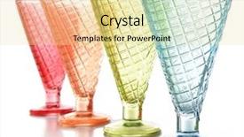  Presentation with tropical ice cream - Colorful slide set enhanced with kitchen ware - empty glasses ice cream dish backdrop and a  colored foreground