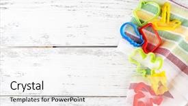  Presentation with molds - PPT theme consisting of kitchen ware - molds for cutting on color background and a white colored foreground