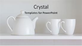  Presentation with teapot - Colorful slide deck enhanced with kitchen ware - white teapot and cups backdrop and a  colored foreground