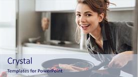  Presentation with happy image - Slide deck with kitchen while cooking fish background and a lemonade colored foreground