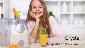  Presentation with broad - Presentation enhanced with kitchen with a fresh squeeze background and a coral colored foreground