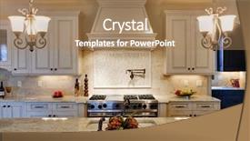  Presentation with sustainable luxury fashion - Presentation theme featuring kitchen with granite counter tops background and a coral colored foreground