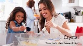  Presentation with cake - Cool new theme with kitchen with her mum grandmother backdrop and a soft green colored foreground