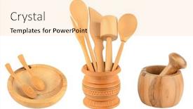  Presentation with utensils - Presentation theme enhanced with kitchen-wooden-utensils-shovel-fork background and a blonde colored foreground