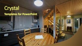  Presentation with zone - PPT layouts enhanced with kitchen zone with table chairs background and a tawny brown colored foreground