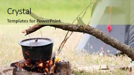  Presentation with cooking fire - Beautiful presentation featuring fire at an outdoor backdrop and a yellow colored foreground