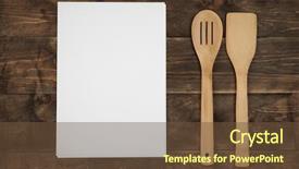  Presentation with christmas blank wooden signboard - Slides consisting of kitchenware and blank paper sheet background and a tawny brown colored foreground