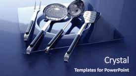  Presentation with kitchen utensils - Colorful slide set enhanced with automobile - cute blue retro trip car backdrop and a sky blue colored foreground.