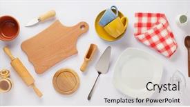  Presentation with set of sauces in white - Beautiful slides featuring kitchenware set at white background backdrop and a lemonade colored foreground