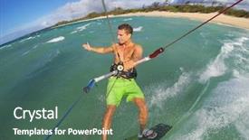  Presentation with kite - Audience pleasing slides consisting of kite boarding - kiteboarding fun in the ocean backdrop and a ocean colored foreground