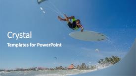 Presentation with kitesurf - Beautiful theme featuring kite boarding - kitesurf freestyle at sunset backdrop and a teal colored foreground